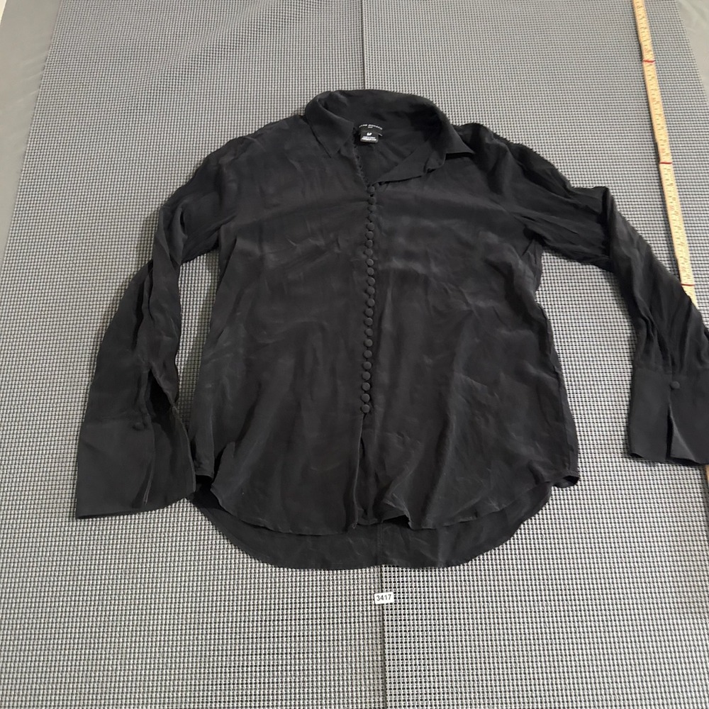 Club Monaco Womens Silk Long Sleeve Button Down Blouse Black Size S/P